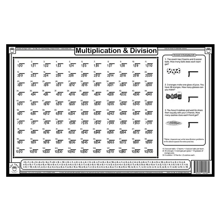 Multiplication and Division Placemat