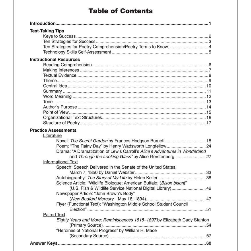 Reading Comprehension: Tips and Practice for Reading Assessments Grade 7