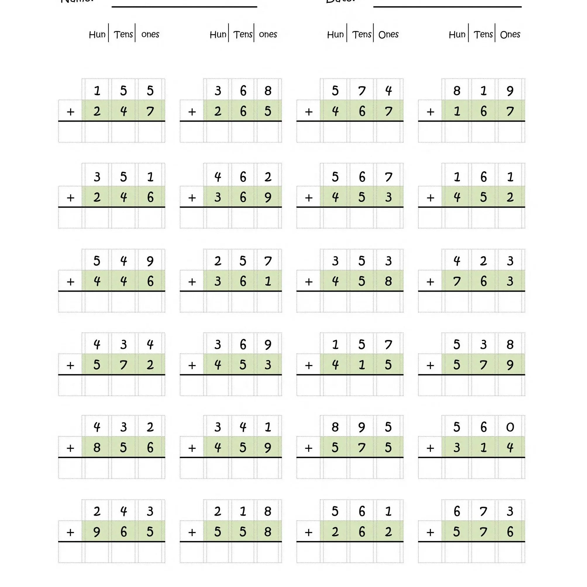 Channie's: One Page A Day Triple Digit Math Workbook