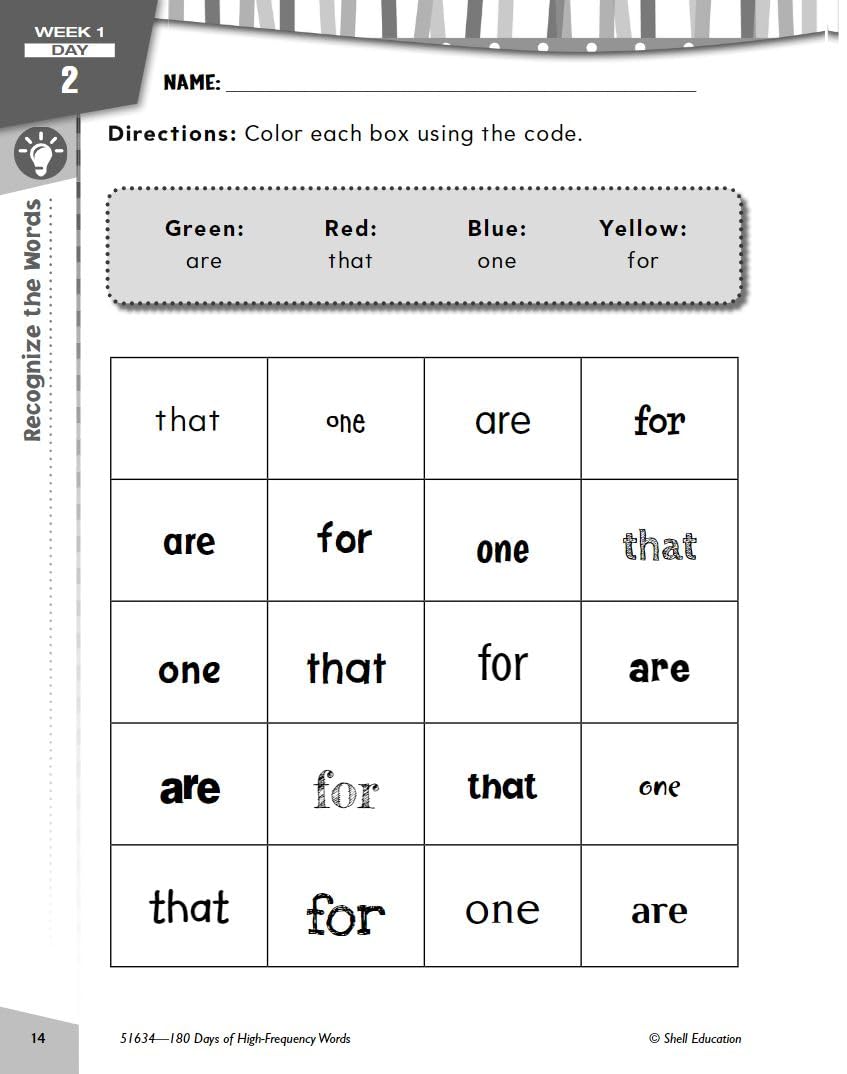 180 Days: High-Frequency Words for First Grade