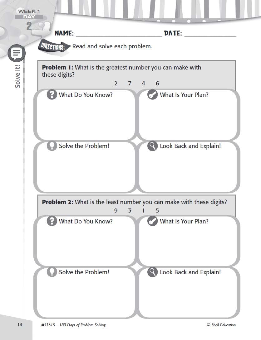 180 Days: Problem Solving for Third Grade