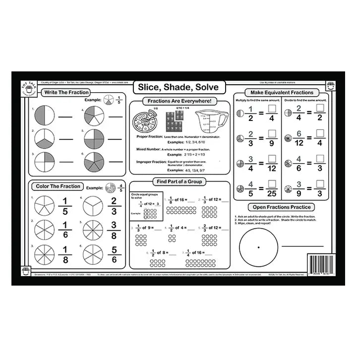 Mastering Fractions Placemat