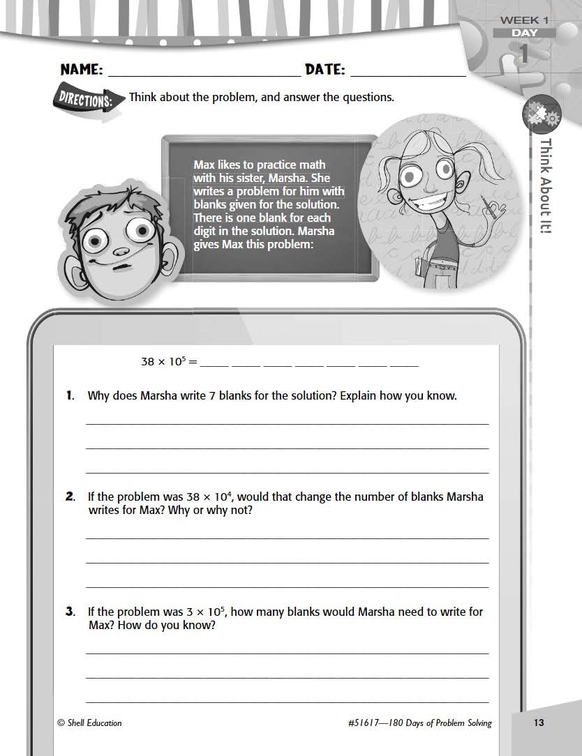 180 Days: Problem Solving for Fifth Grade