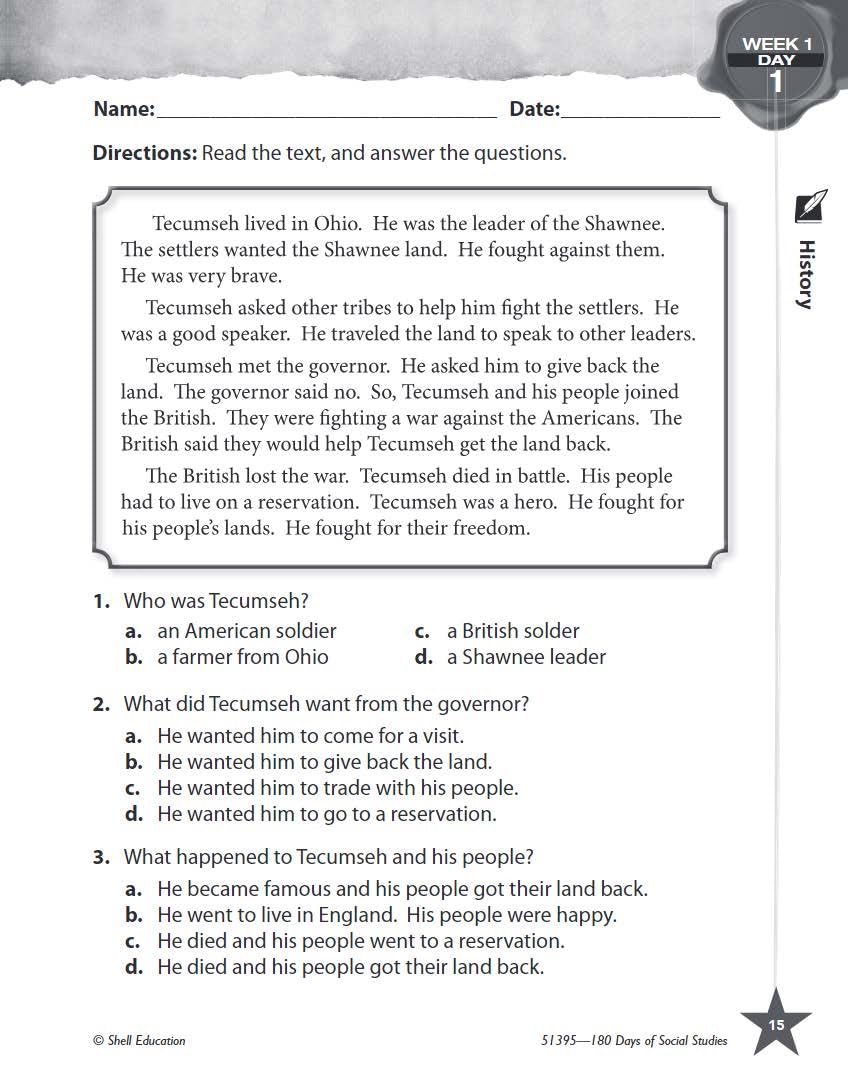 180 Days: Social Studies for Third Grade