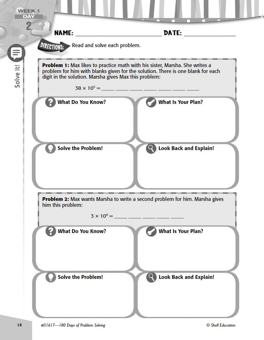 180 Days: Problem Solving for Fifth Grade