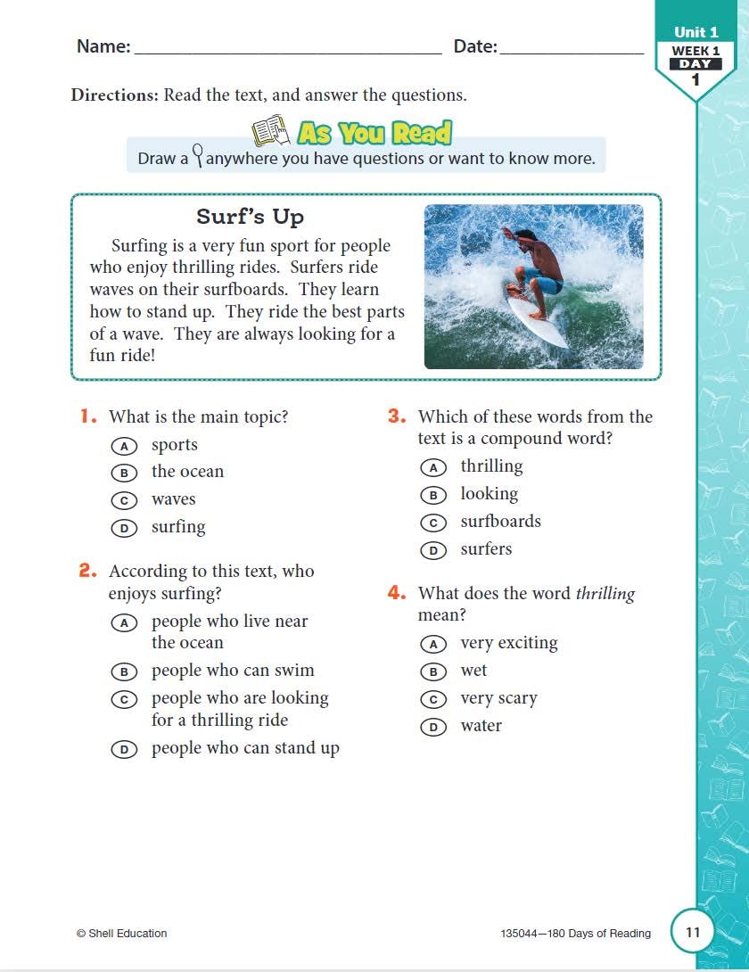 180 Days: Reading for Second Grade, 2nd Edition