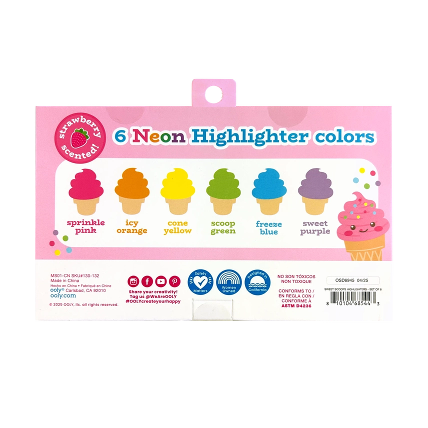 Sweet Scoops Neon Highlighters - Strawberry Scented