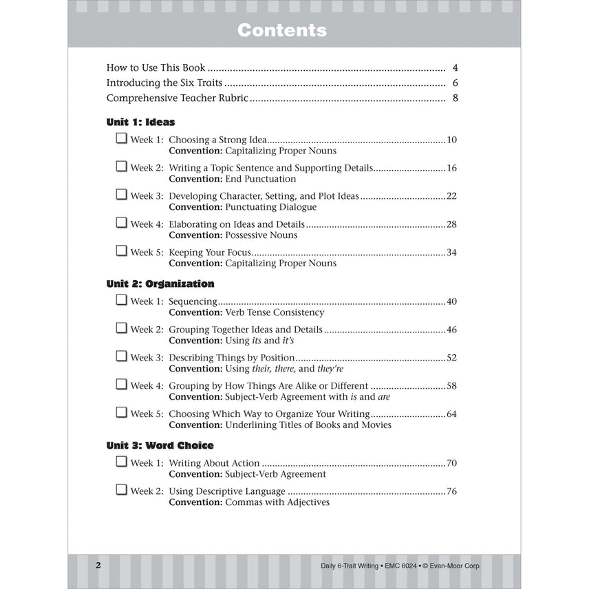 Daily 6-Trait Writing, Workbook Grade 4