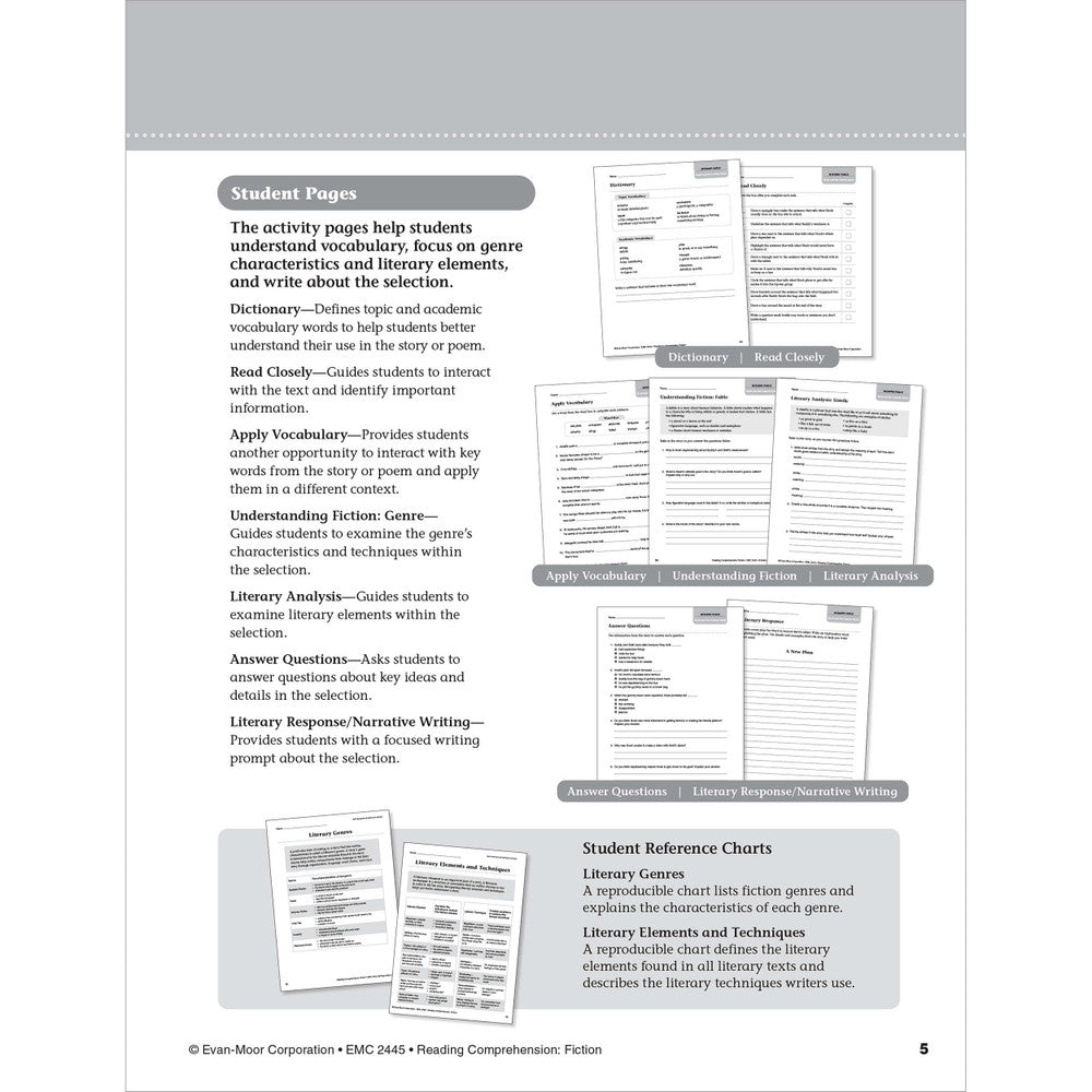 Reading Comprehension: Fiction, Teacher Resource Workbook Book (Grade 5)