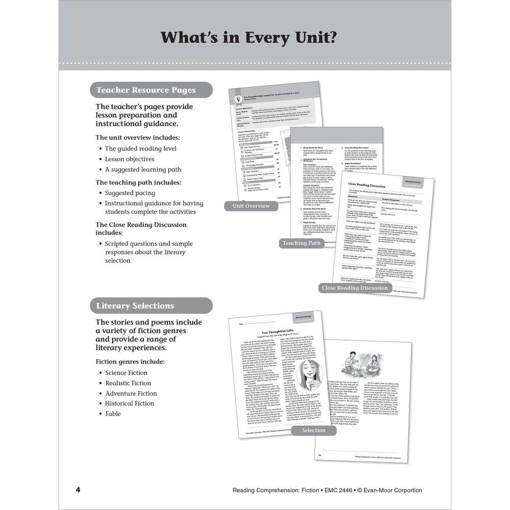 Reading Comprehension: Fiction, Resource Workbook (Grade 6)