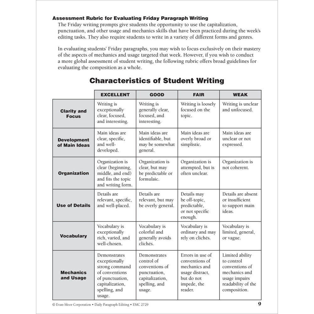 Daily Paragraph Editing, Workbook Grade 6