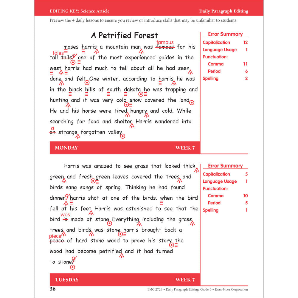 Daily Paragraph Editing, Workbook Grade 6