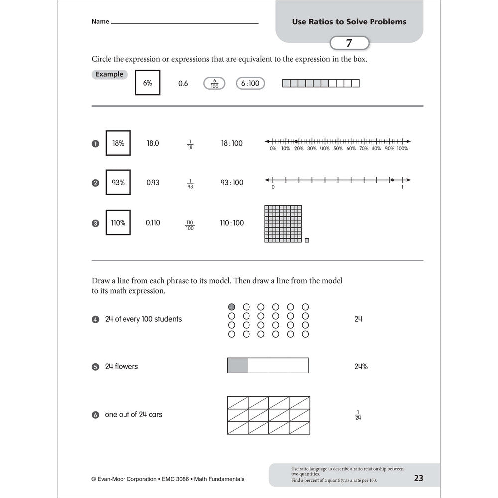 Math Fundamentals, Workbook Grade 6