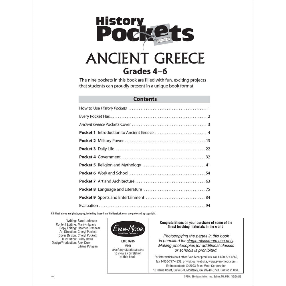 History Pockets: Ancient Greece Workbook Grades 4-6