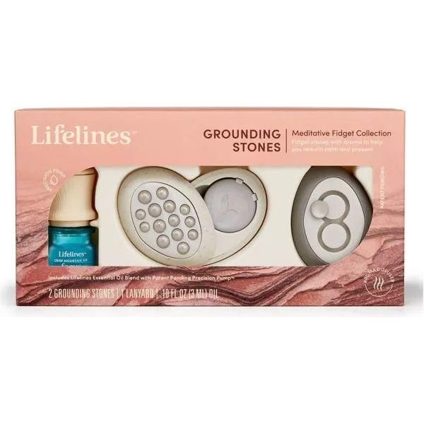 Lifelines 2pk Grounding Stones - Meditative Fidget Collection plus Essential Oil Blend