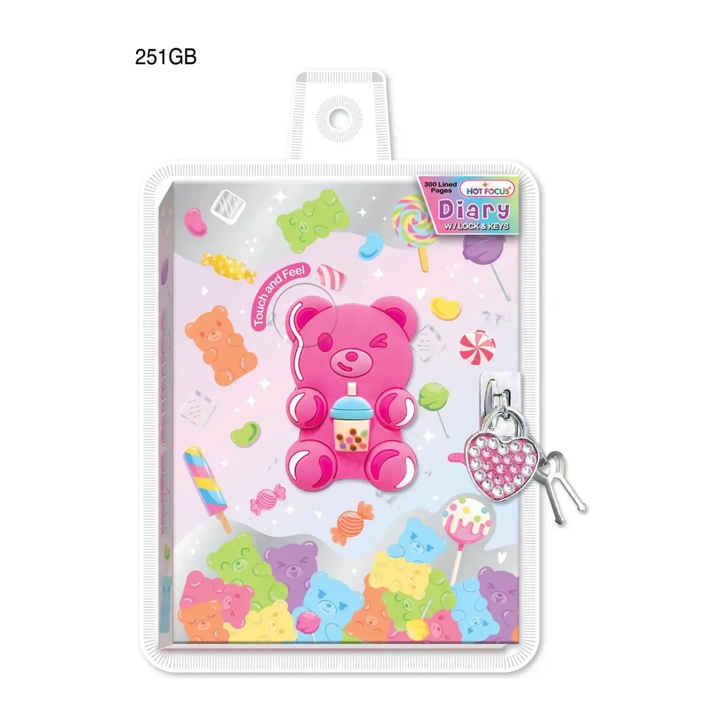 Hot Focus Diary with Lock and Keys, Gummy Bear