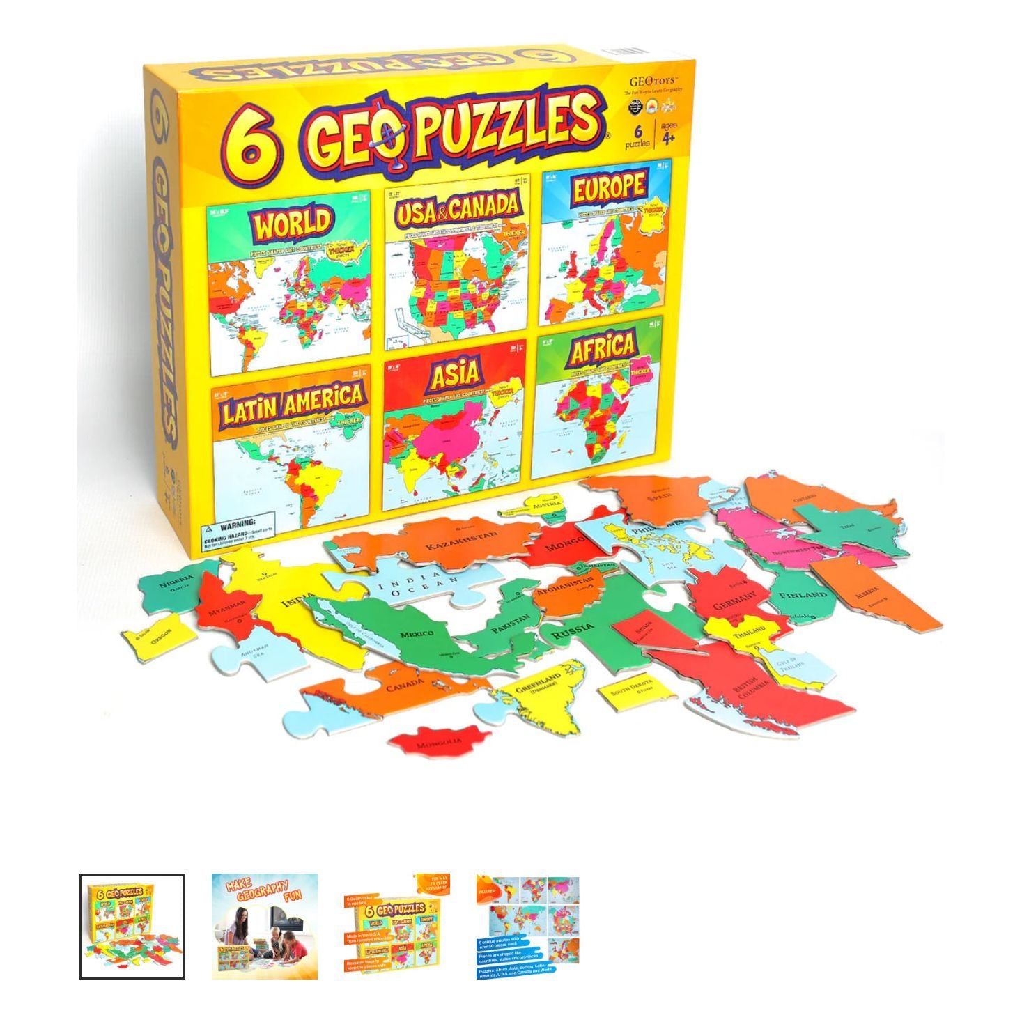 6 GeoPuzzles in One Box, Geography Jigsaw Puzzles
