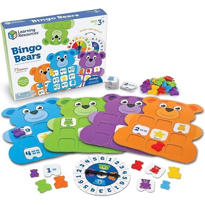 Learning Resources Bingo Bears, Educational Indoor Games, Toddler Brain Toys, Toddler Preschool Learning, 73 Pieces, Age 3+
