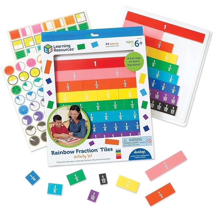 Learning Resources Rainbow Fraction Tiles - 54 Pieces