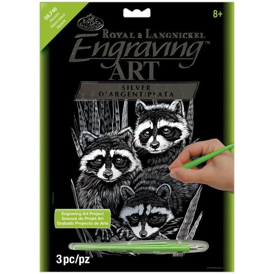 Royal Brush Manufacturing FOIL ENGRAVING ART RACCOONS