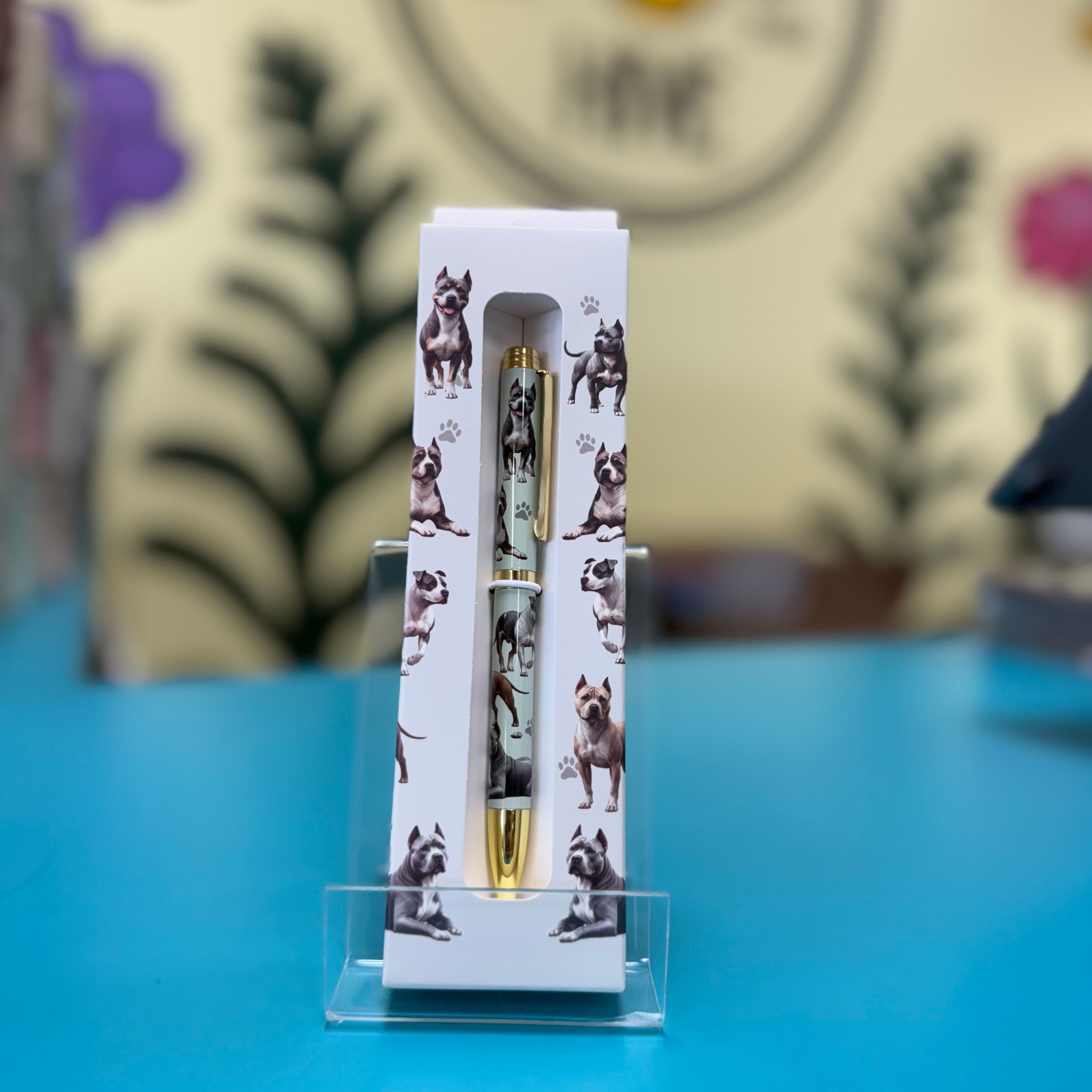 E&S Pets Ballpoint Pen: Pit Bull Brindle & White