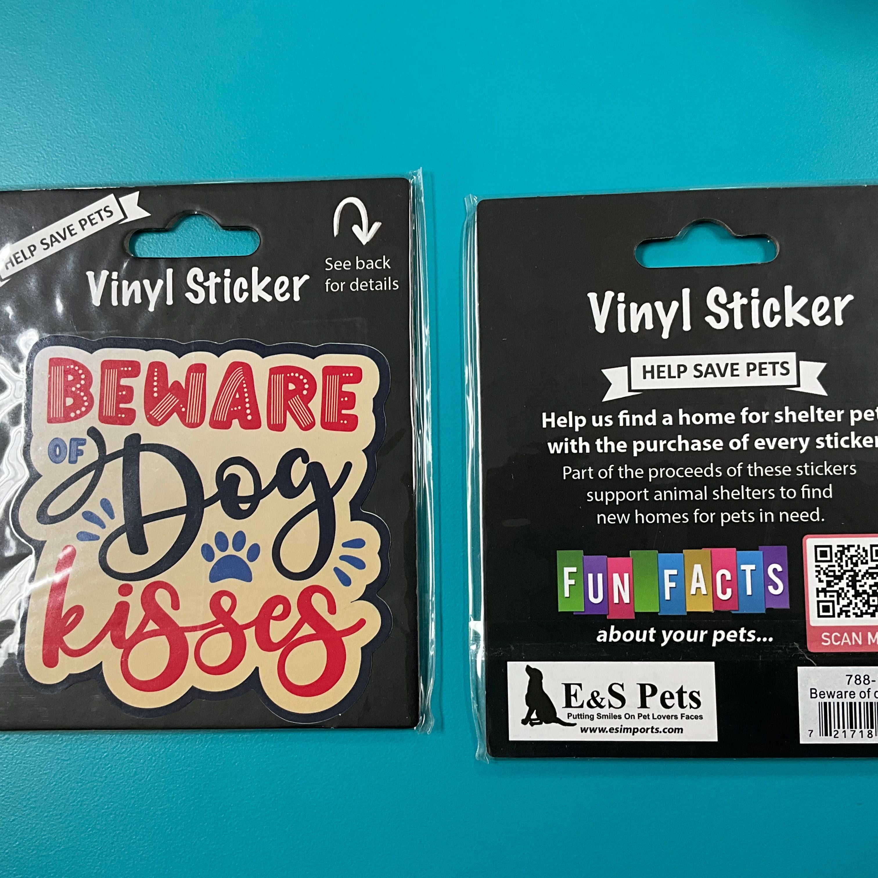 Vinyl Sticker: Beware Dog Kisses