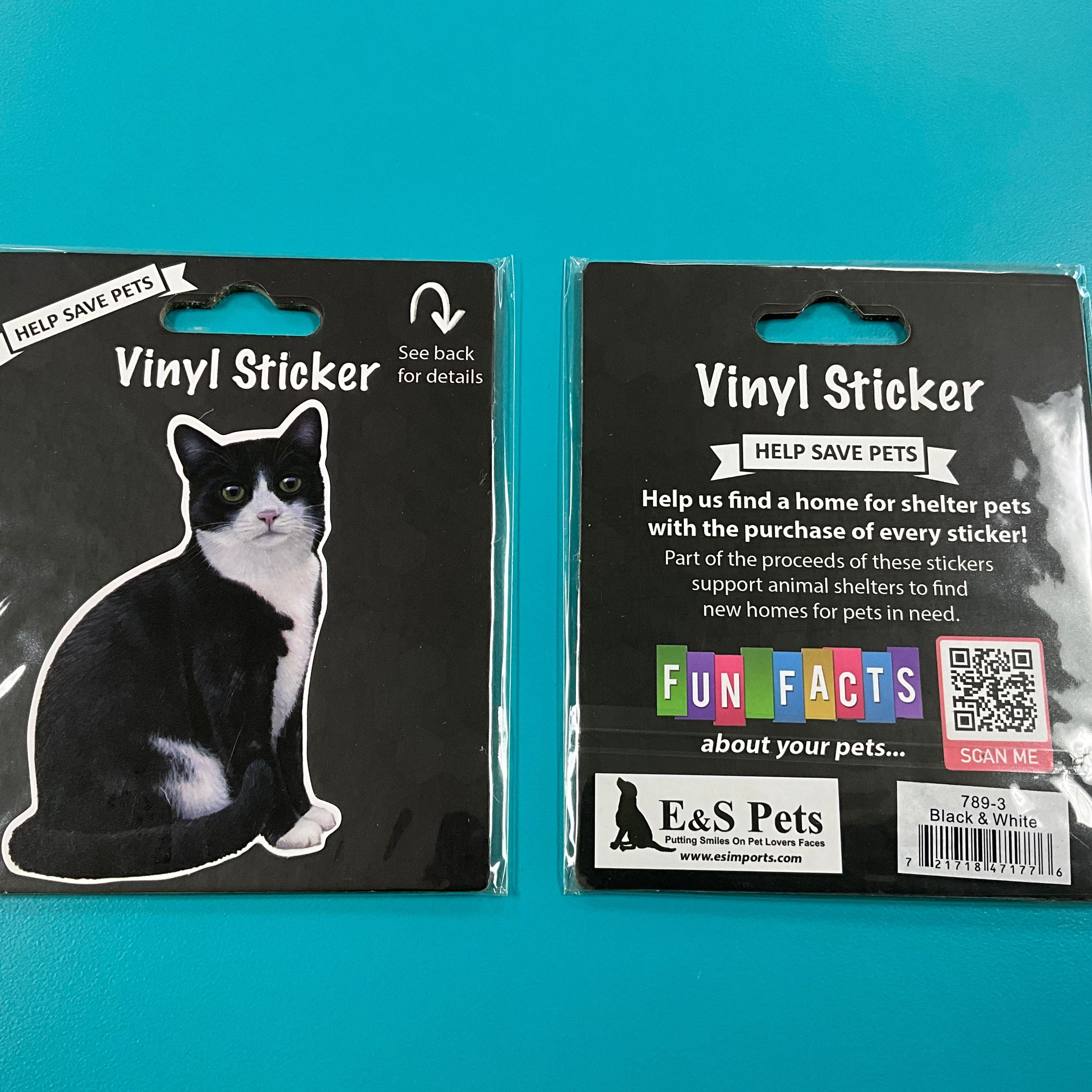 Vinyl Sticker: Cat, Black & White