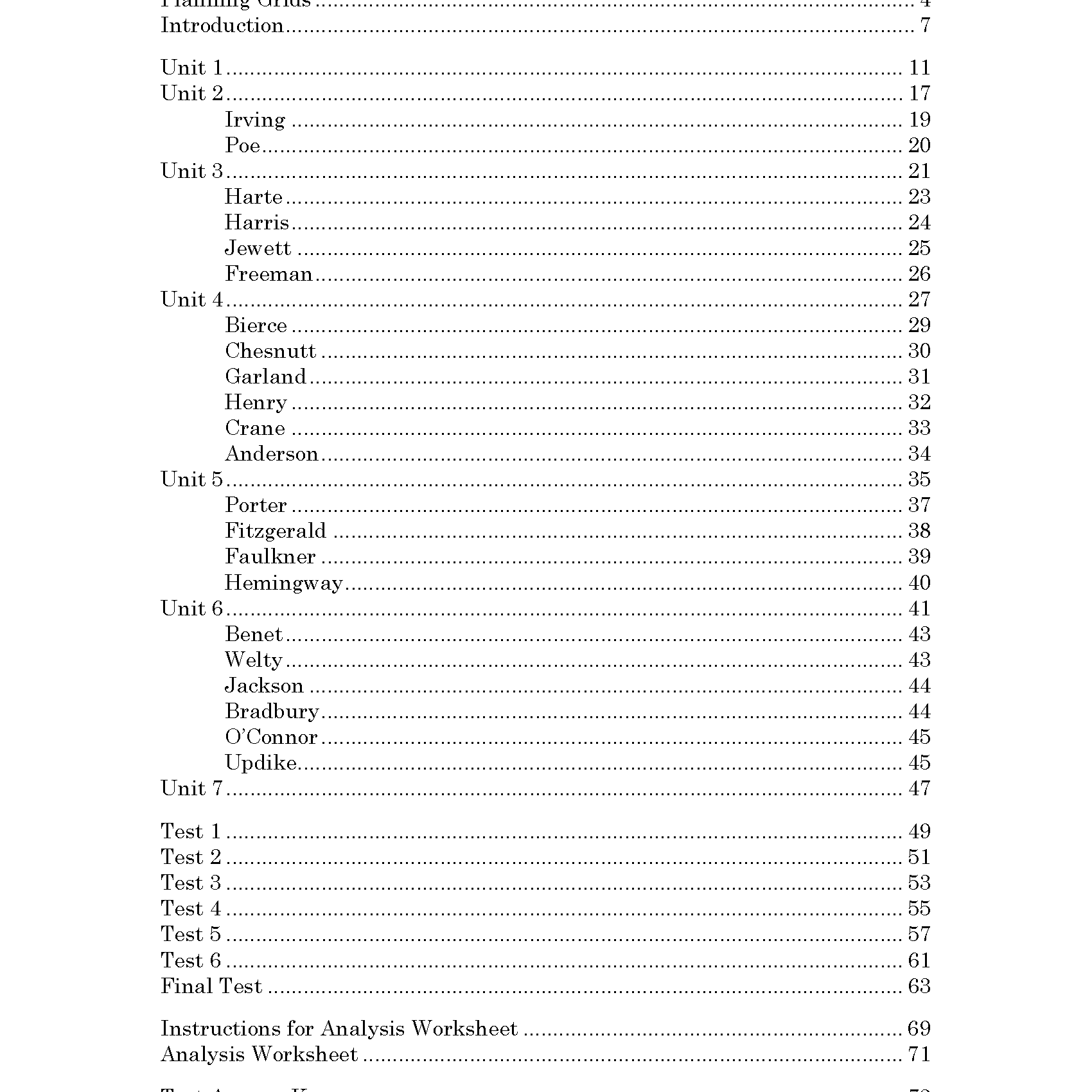 American Literature Short Stories Discovery Guide