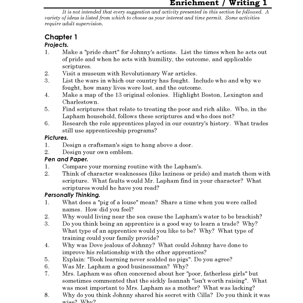 Johnny Tremain Discovery Guide