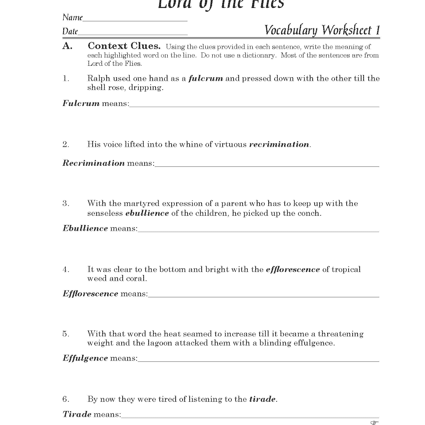 Lord of the Flies Discovery Guide