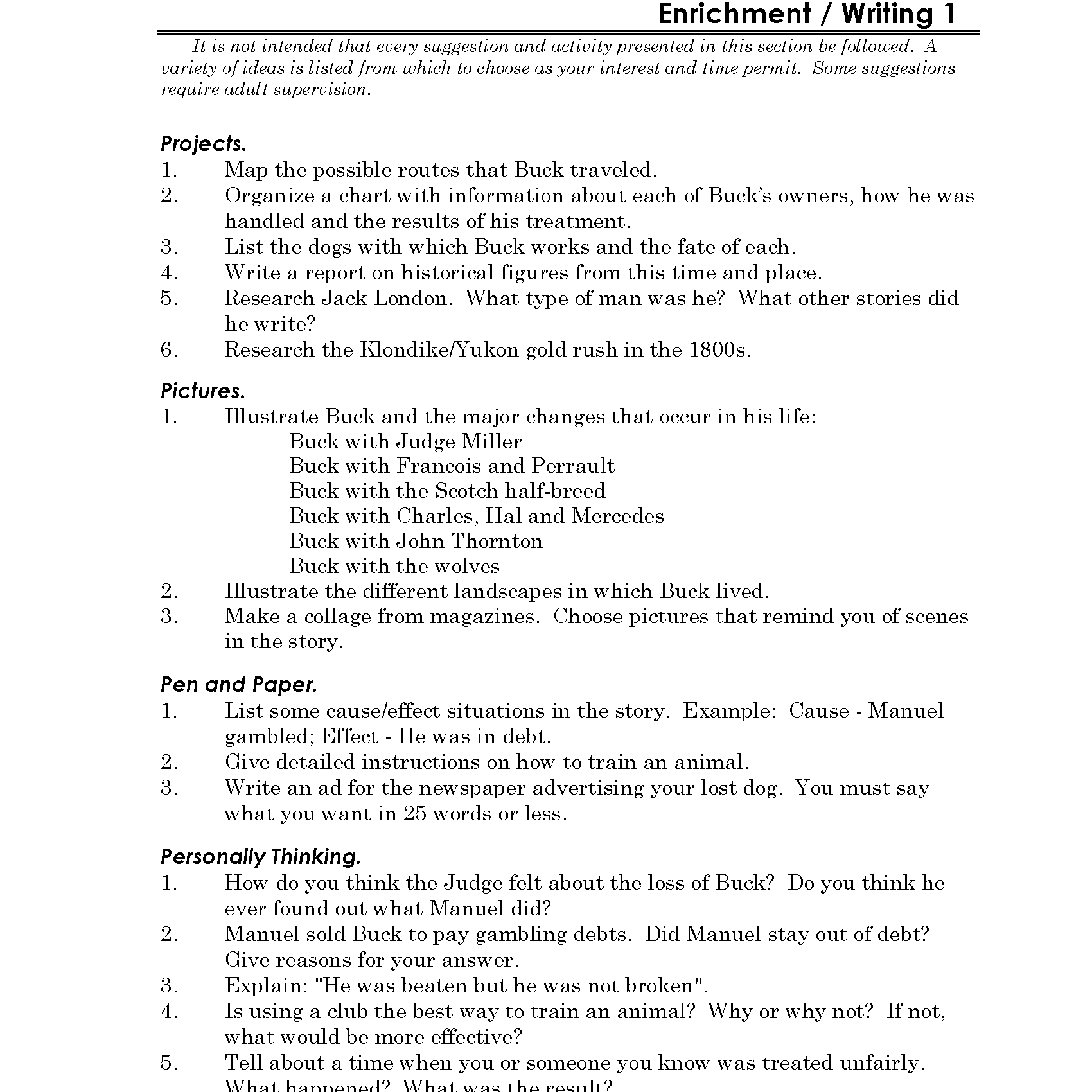 The Call of the Wild Discovery Guide
