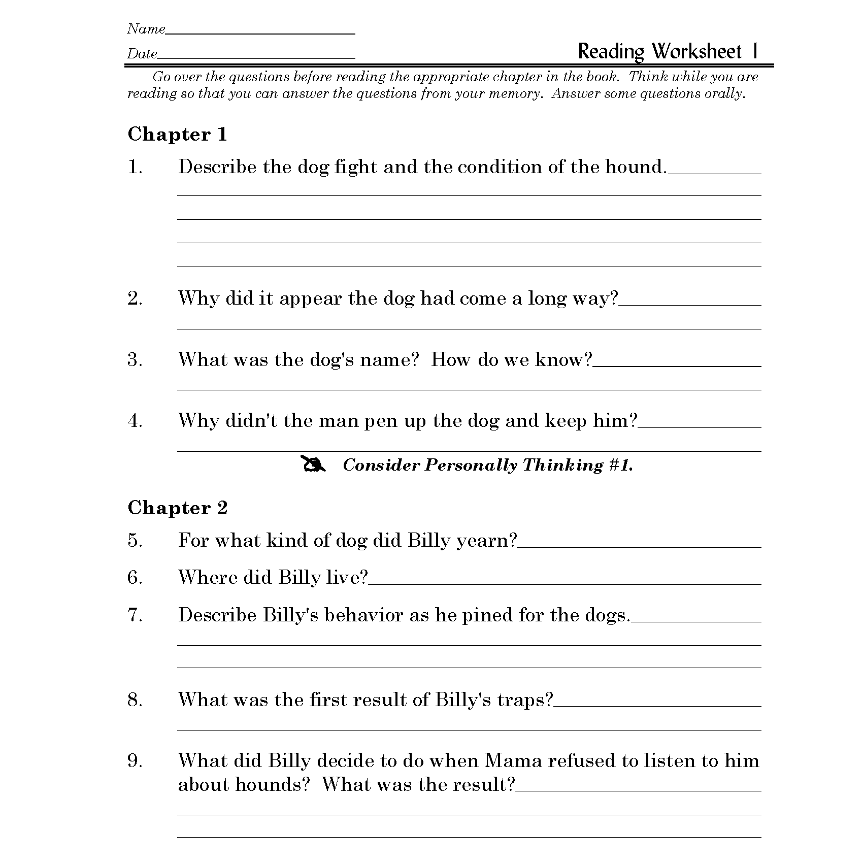 Where the Red Fern Grows Discovery Guide