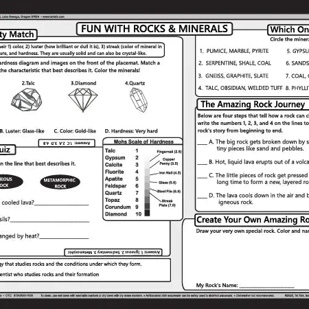 Rocks and Minerals Placemat