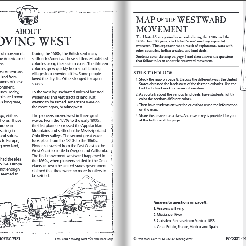 History Pockets: Moving West, Workbook Grade 4-6