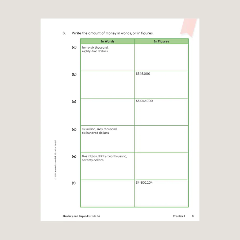 Primary Mathematics Mastery and Beyond 5A (2022 Edition) Workbook