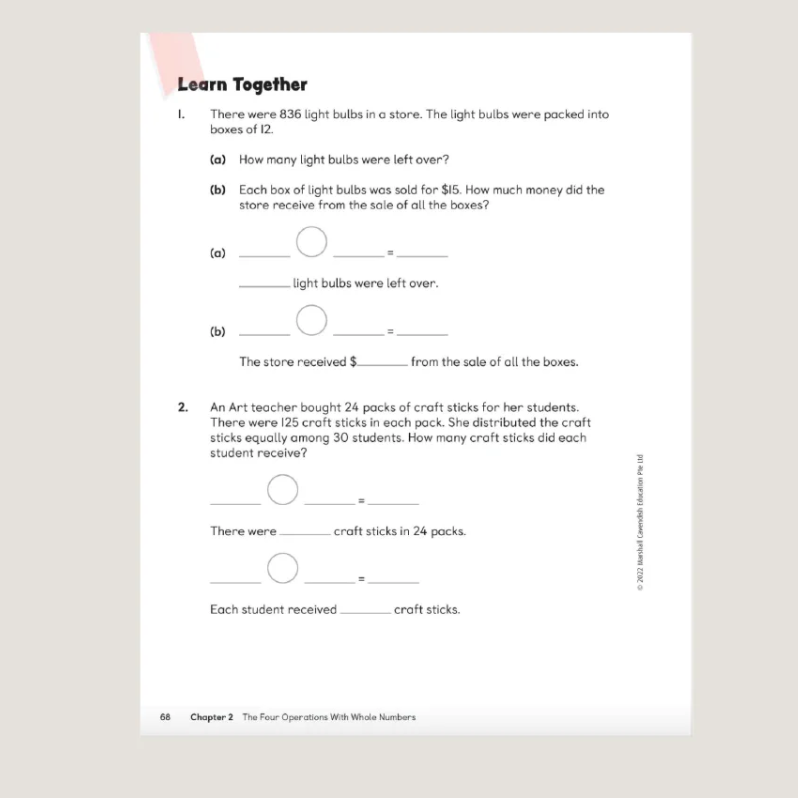 Primary Mathematics Student Book 5A (2022 Edition) Workbook