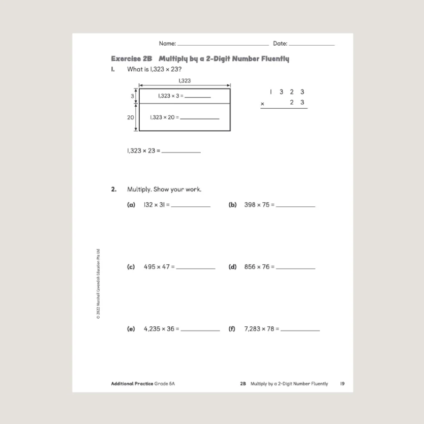 Primary Mathematics Additional Practice 5A (2022 Edition) Workbook