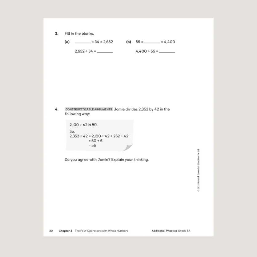 Primary Mathematics Additional Practice 5A (2022 Edition) Workbook