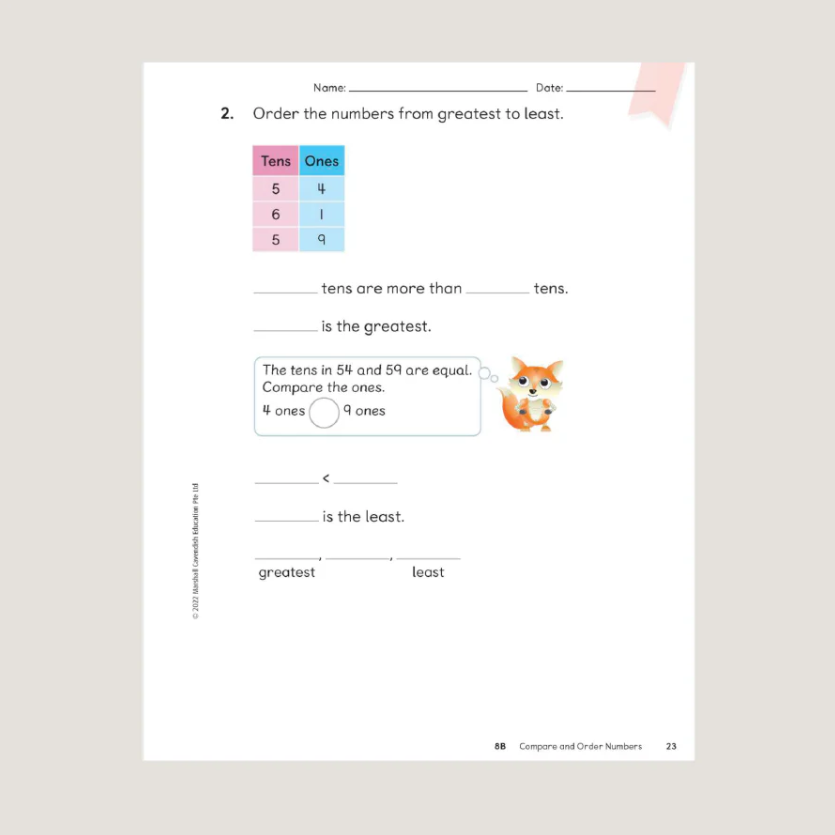 Primary Mathematics Student Book 1B (2022 Edition) Workbook