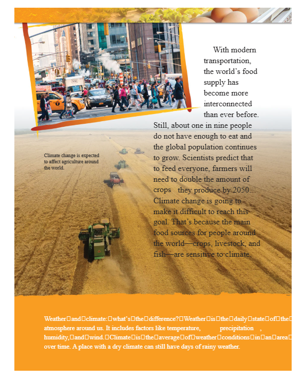 Climate Change and Food Production Reader Grade 4-8