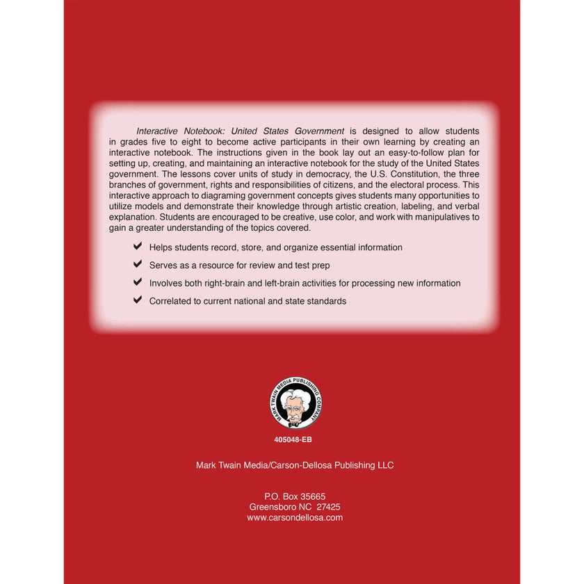 Interactive Notebook: United States Government Book, Grades 5-8