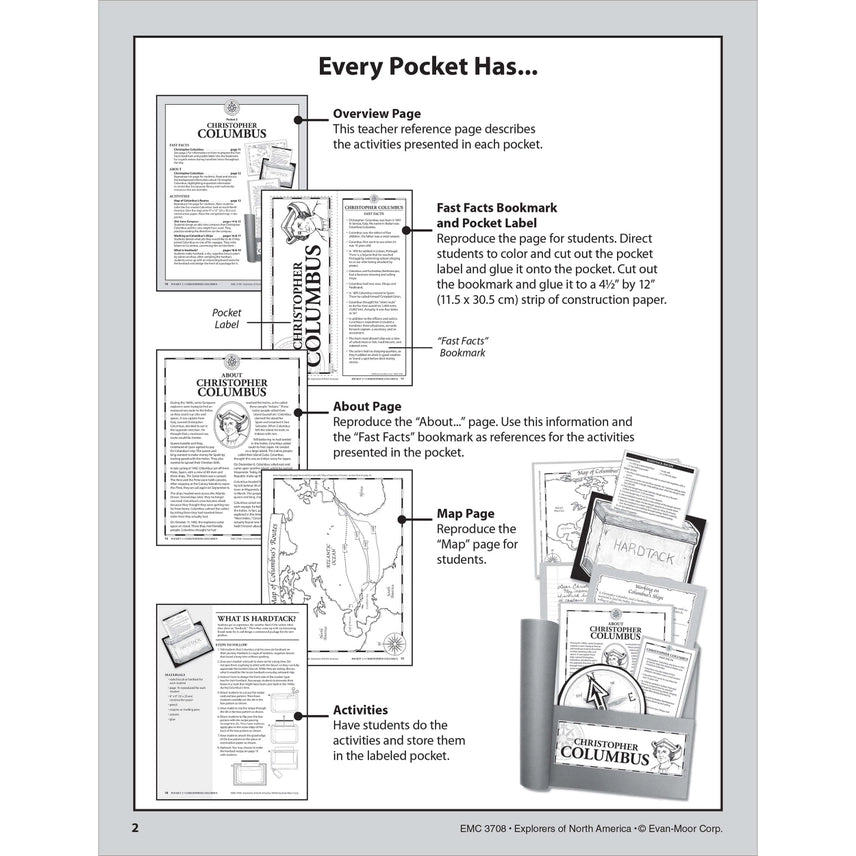 History Pockets: Explorers of North America Workbook, Grade 4-6