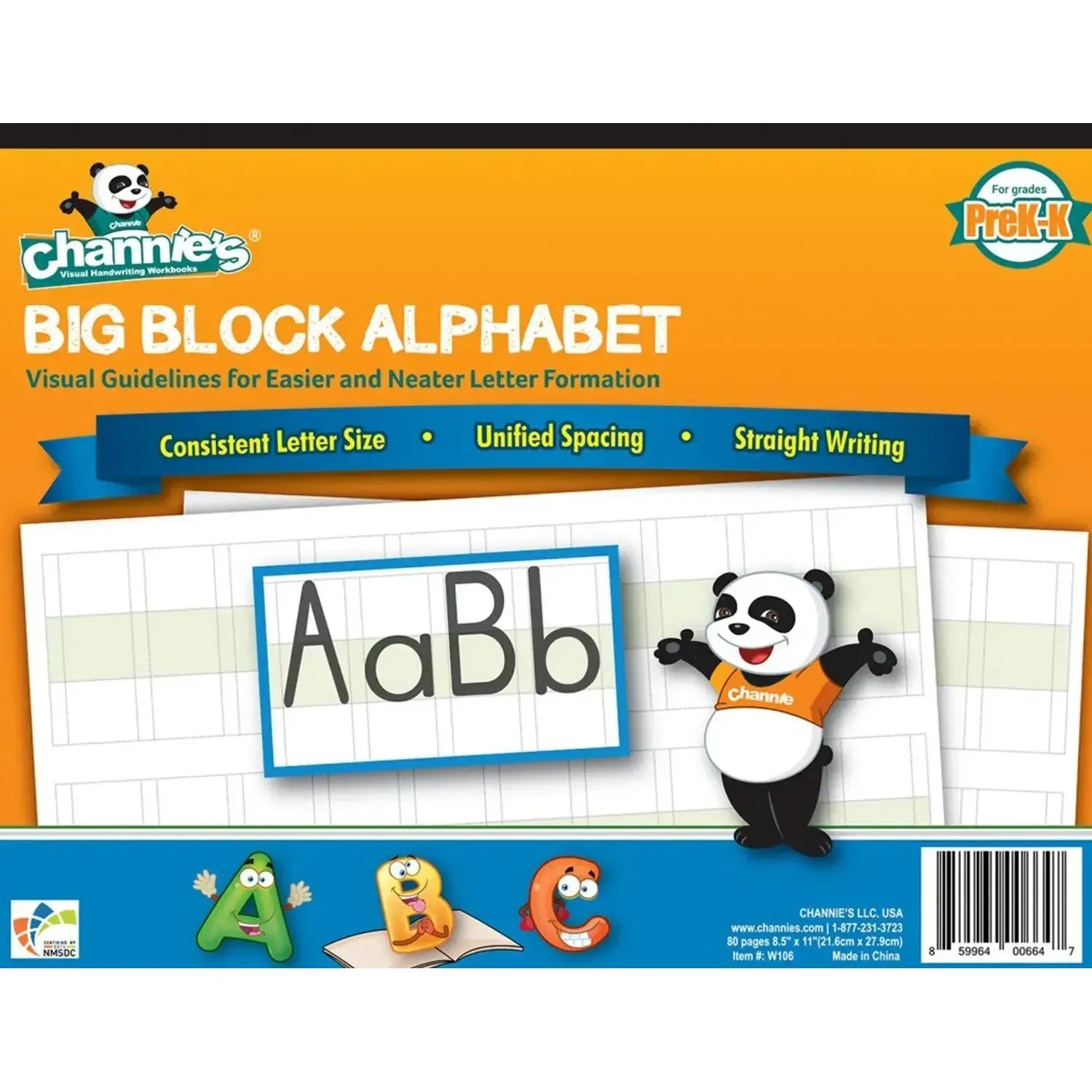 Channie's Big Blocks Letters Beginning Blank Writing Pad