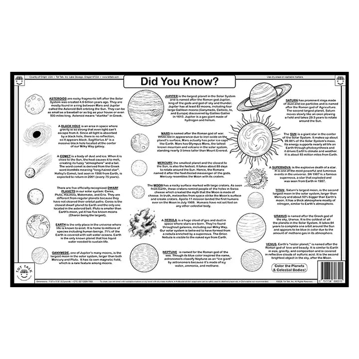 Solar System Explorer Placemat