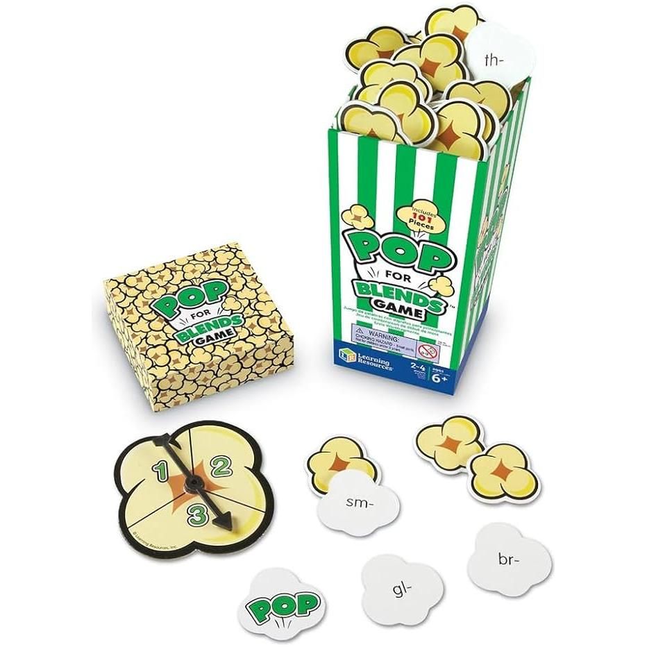 Learning Resources Pop for Blends Game,Phonics Game, 2-4 Players, 92 Cards, Ages 6+