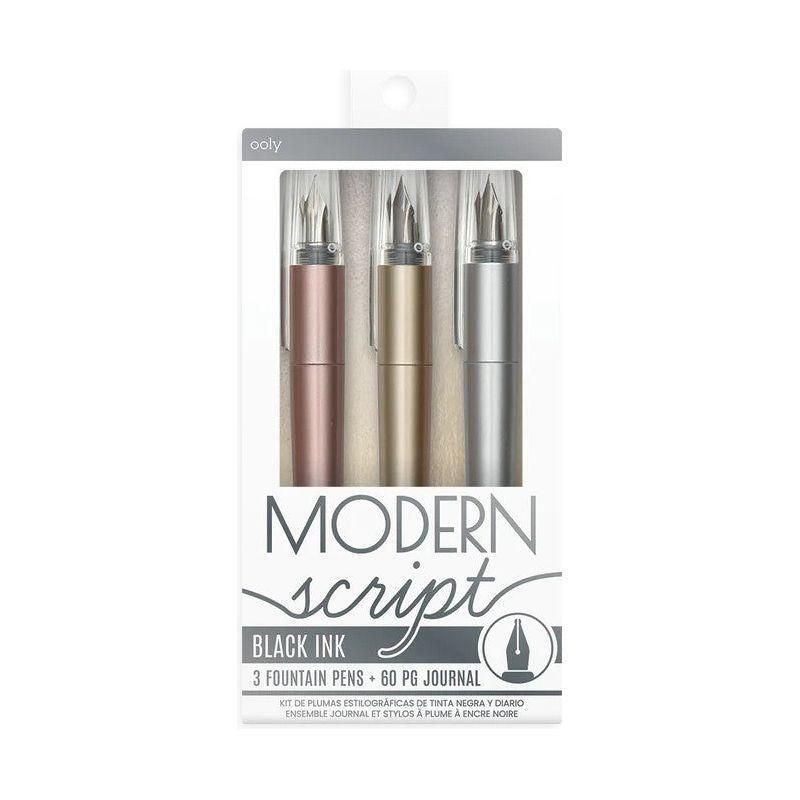 OOLY: Modern Script Fountain Pens & Journal (4 Pc Set)