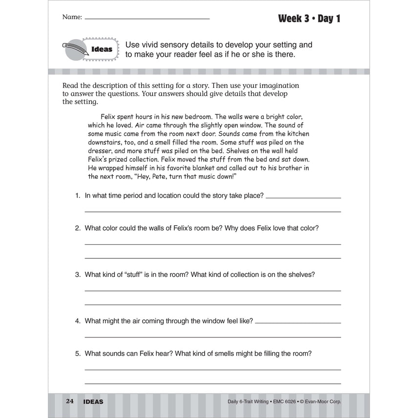 Daily 6-Trait Writing Student Practice Book, Grade 6