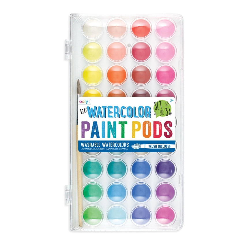 Lil' Watercolor Paint Pods with Brush - 36 Colors