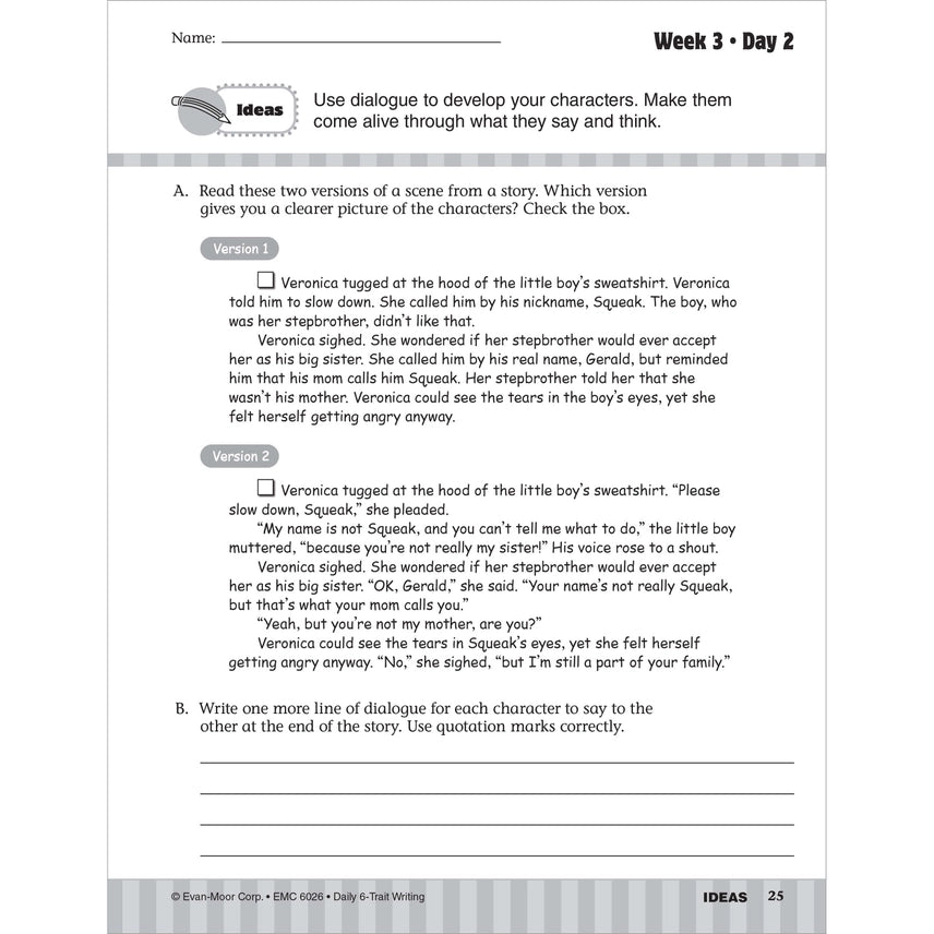 Daily 6-Trait Writing Student Practice Book, Grade 6