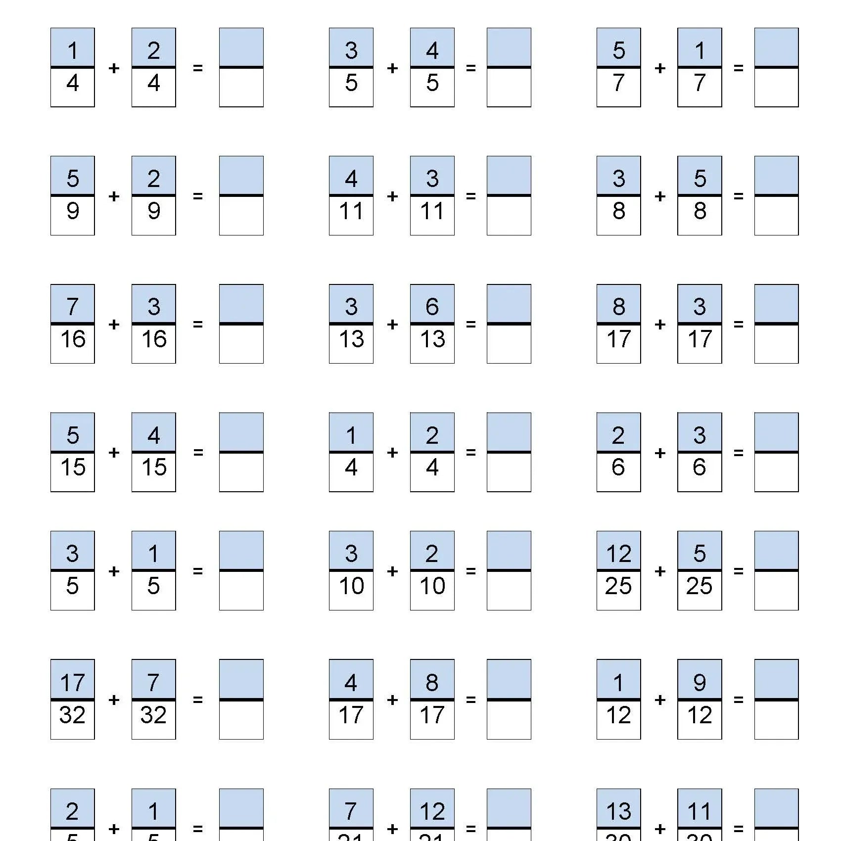 Channie's: One Page A Day Beginning Fractions Math Workbook